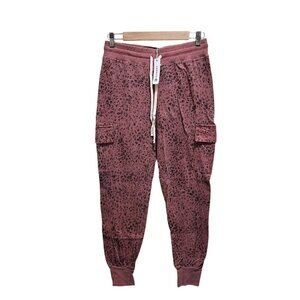 Sundry Cargo Jogger Size XS 0/2 Pink Animal Cheetah Print Pull On Drawstring NWT